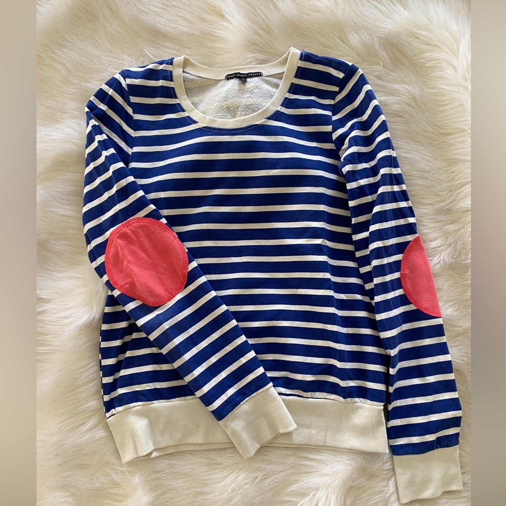 Truly Madly Deeply Long Sleeve Striped Shirt with  Pink Elbow Patches